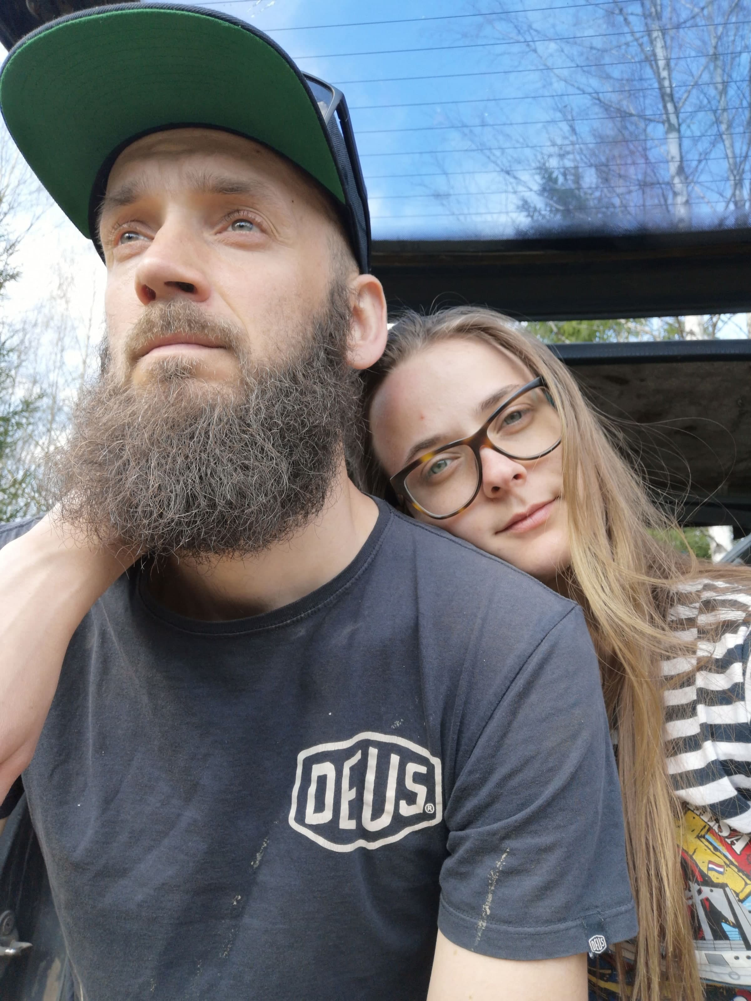 Maris and Evija on the land in spring 2019, before they broke ground